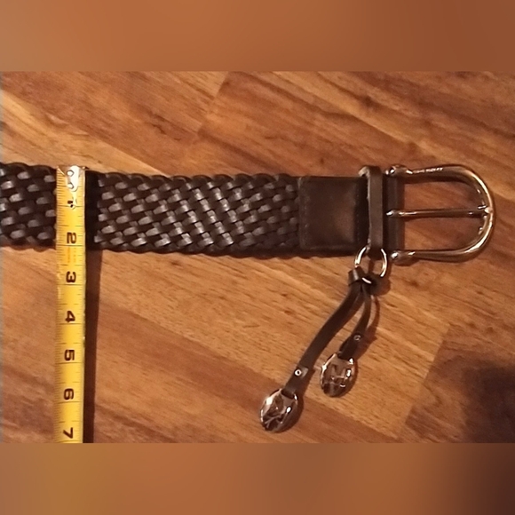 Michael Kors Dark Brown Woven/Braided Equestrian MK Charm Belt NWOT - Picture 12 of 13